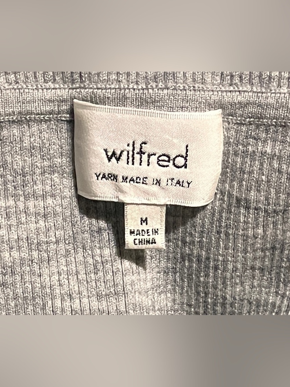 Wilfred Light Gray Off-the-Shoulder Ribbed Sweater - Picture 2 of 4
